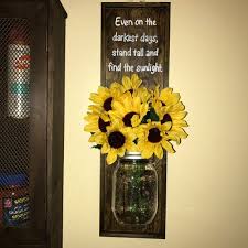 Inspirational Sunflower Decor By Yvettesdecor On Etsy Mason Jar Wall Decor Sunflower Quote Sunflower Home Decor Sunflower Kitchen Decor Sunflower Room