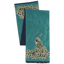 Regal Teal Peacock Table Runner Table Runners Peacock Decor Table Linens