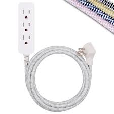 Cordinate 10 Ft Decor Extension Cord With 3 Grounded Outlets Grey White 39624 The Home Depot In 2020 Extension Cord Flat Plug Extension Cord Cord Cover