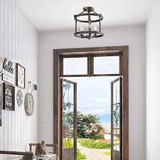 Lnc A03411 Farmhouse Faux Wood Semi Flush Mount Ceiling Light Fixture For Bedroom Hallway Foyer Entryway Kitchen Farmhouse Goals