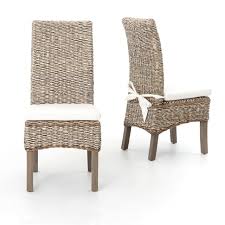 Banana Leaf Woven Dining Side Chair Grey Wash Dining Chairs Upholstered Side Chair Side Chairs Dining