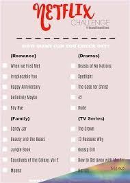 A list of 39 titles. Dec 20 2019 Netflix Netflixchallenge Movies A List Of A List Of Movies To Watch In Netflix Netflix Movie List Netflix Movies Netflix Movies To Watch