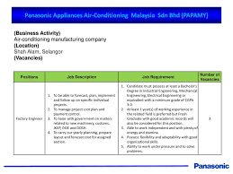 To manage project cost plan and payment control. Panasonic Appliances Air Conditioning Malaysia Sdn Bhd Papamy Ppt Download