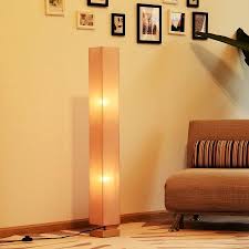 Homcom 47 Modern Square Linen Fabric Shade Floor Lamp With Wooden Base Beige Walmart Com Column Floor Lamp Fabric Shades Floor Lamp