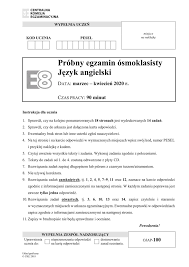 Lista zagadnień trafiła do prekonsultacji, na zgłaszanie uwag jest czas. Probny Egzamin Osmoklasisty 2020 Cke J Angielski Mamy Arkusz Cke Z Egzaminu Osmoklasisty Z J Angielskiego 1 04 20 Odpowiedzi Gazeta Krakowska