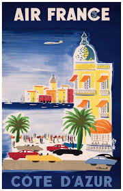 1952 Air France Cote D Azur Travel Poster By Retro Graphics Vintage Travel Posters Travel Posters Vintage French Posters