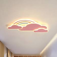 This led rainbow lamp let the childrens' room appear the beautiful rainbow. White Pink Rainbow Cloudy Ceiling Light Cartoon Metallic Led Flush Mount Light Fixture Warm White Light Beautifulhalo Com