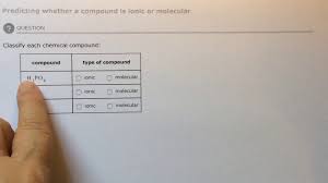 For example, na2o is more ionic than cl2o because cl and o are closer in electronegativity. Aleks Predicting Whether A Compound Is Ionic Or Molecular Youtube