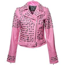 Killstar Studded Leather Jacket Pink Pink Leather Jacket Studded Leather Jacket Leather Jacket