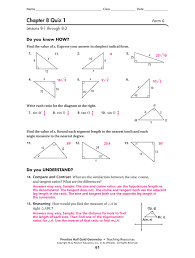 Trig applications geometry chapter 8 packet key : Chapter 8 Quiz 1