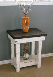 This Beautiful Detailed White Distressed End Table Measures 23l X 16w X 26h And Is Made From Reclaimed Woo Farmhouse End Tables White End Tables Diy End Tables