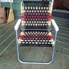 custom hand woven macrame lawn chair personalized vintage folding patio chair weaving hipster yard decor camping festival seat lawn chairs outdoor furniture fabric woven chair