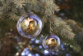 Árbol de navidad, bolas de cristal y estrellas con purpusina, de velafusta. Doble Bola De Navidad Transparente Y Marron Pack 2 Aramara