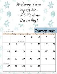 Free Printable 2020 Monday Start Monthly Motivational Calendars In 2020 Calendar Printables Monthly Calendar Printable Free Printable Calendar