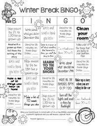 Winter Break Homework Bingo For First Grade First Grade Homework Homework Bingo Holiday Homework