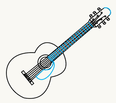 Where the line overlaps the larger circle, draw two circles, one within the other. Step By Step How To Draw A Guitar Feltmagnet