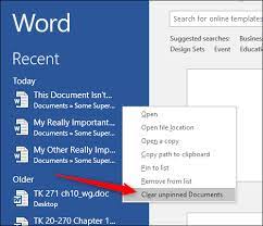 How To Clear Or Disable The Recent Documents List In Microsoft Word 2016