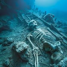 Floating Skeleton in Ocean