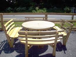 A wide variety of garden tables benches options. Round Picnic Bench With Backs