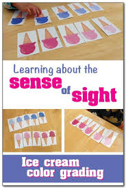 Sense Of Sight Activity For Kids With Colored Ice Cream Images Sense Of Sight Senses Preschool Senses Activities