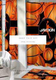 Basketball Shower Curtain Personalized With Name Basketball Gifts Basketball Decor Boys Basketball Birthday Sets With Rug 439 In 2020 With Images Basketball Shower Curtain Personalized Shower Curtain Plush Bath Rugs