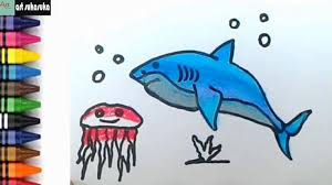 Eh, jangan lupa gambarnya harus ada bendera merah putihnya juga, biar makin semarak. Cara Menggambar Dan Mewarnai Bayi Hiu Dengan Cat Untuk Anak Cute766