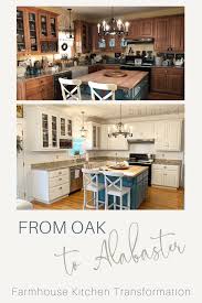 If you prefer your kitchen to appear cheerful, pick a cheery color like sunshine yellow. From Oak To Alabaster Kitchen Cabinet Facelift Painted By Kayla Payne
