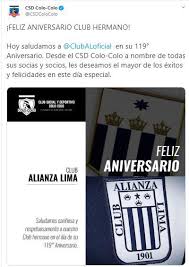 ¡radio colo colo on line! Alianza Lima Colo Colo Y El Fraterno Saludo Por El Aniversario Del Club Intimo Nczd Futbol Peruano Depor