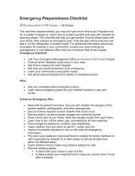 As stated before, while each of. Emergency Preparedness Checklist