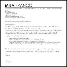 Psychology Research Assistant Cover Letter Sample Cover Letter Templates Examples