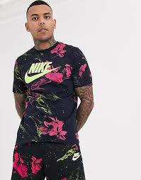 Floral print mesh sheer shirt, black;white. Nike Floral Logo T Shirt In Black Asos