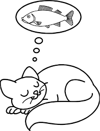 Nice Sleep Fish Dream Cat Coloring Page Cat Coloring Page Coloring Pages Merry Christmas Coloring Pages