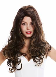 I would notice the length of a woman's' hair at a distance, then long, dark, brown curly hair seems like a legitimate sentence, where the two first words are followed by commas and the three last are written without. Women S Quality Wig Very Long Middle Parting Curly Brown Blonde Highlights Gfw2934 6 26
