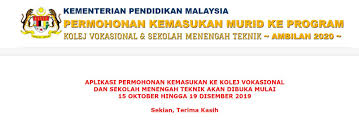 Kolej vokasional (kv) dan sekolah menengah teknik (smt) merupakan aliran kemahiran yang diwujudkan oleh kementerian pendidikan malaysia bagi terdapat dua (2) aliran yang boleh membuat permohonan kolej vokasional dan sm teknik iaitu murid lepasan pbs seperti aliran. Tentang Seseorang Permohonan Kemasukan Murid Ke Program Kolej Vokasional Sekolah Menengah Teknik Ambilan 2020