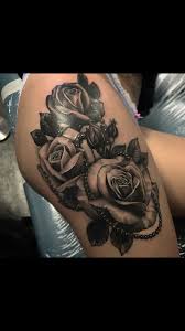Rose Wih Black Pearls Leg Tattoos Pearl Tattoo Trendy Tattoos
