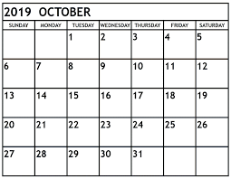 October 2019 Calendar Template Word Monthly Calendar Printable Calendar 2019 Printable Free Printable Calendar Monthly