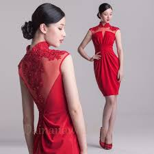 Red Chinese Cheongsam Style Satin Evening By Dainanaweddingitems 145 00 Evening Dress Fashion Chinese Style Dress Mandarin Collar Dress