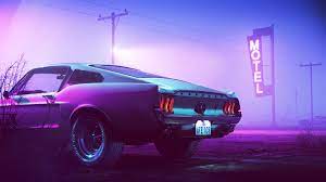 Purple Coupe 1965 Ford Mustang Photography Motel Mist 1080p Wallpaper Hdwallpaper Desktop Mustang Wallpaper Ford Mustang Gt Neon Car