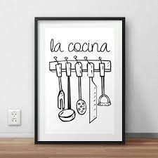 La Cocina Printable Wall Art Spanish Kitchen Wall Home Decor Poster Print Instant Download Espanol Cocina Wall Printables Printable Wall Art Kitchen Wall Decor