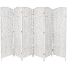 Oriental Furniture 6 Ft White 6 Panel Room Divider Fbopdmnd6pwht The Home Depot Folding Room Dividers Room Divider Fabric Room Dividers