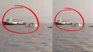 Ferry off Mumbai Coast ...