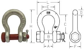 Crosby G 2130 Galvanised Bolt Type Pin Bow Shackle 9500 Kgs