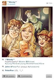 Peter Pan Faz Photobomb Em Foto De Wendy Ilustracao Faz Parte Da Serie Selfie Fables Foto Divulga Disney Characters Instagram Modern Disney Disney Story