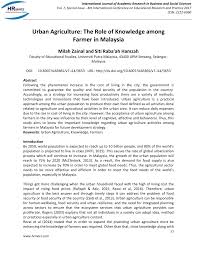 Yb dato' sri ikmal hisham bin abdul aziz. Pdf Urban Agriculture The Role Of Knowledge Among Farmer In Malaysia