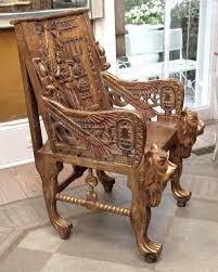 Pair Of Egyptian Revival Giltwood Throne Chairs 1stdibs Com Throne Chair Egyptian Furniture Chair