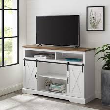 Check out results for tall modern tv stands Modern Farmhouse Sliding Barndoor Wood Tall Universal Stand For Tv S Up To 58 Flat Screen Living Room Storage Cabinet Entertainment Center 52 Inch White Walmart Com Walmart Com