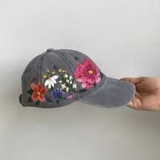Hand Embroidered Hat Embroidered Flower Hat Embroidery Hat Etsy Custom Embroidered Hats Embroidered Hats Flower Hats