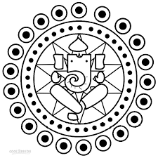 Use felt tips, crayons or pencils for some traditional colouring fun, or paint the sections in white glue and use glitter, coloured salt, sand or rice to pick out areas of your rangoli! Printable Rangoli Coloring Pages For Kids