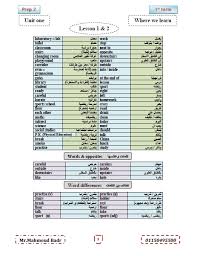 مذكرة لغة انجليزية تانيه اعدادى ترم اول 2020 ا محمود البدر