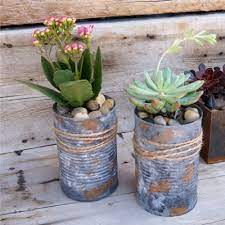 Floralsupply.com offers metal planters from several makers. Upcycled Tin Can Planters For Succulents And Other Small Plants Diy Planters Recycled Tin Cans Succulent Garden Diy